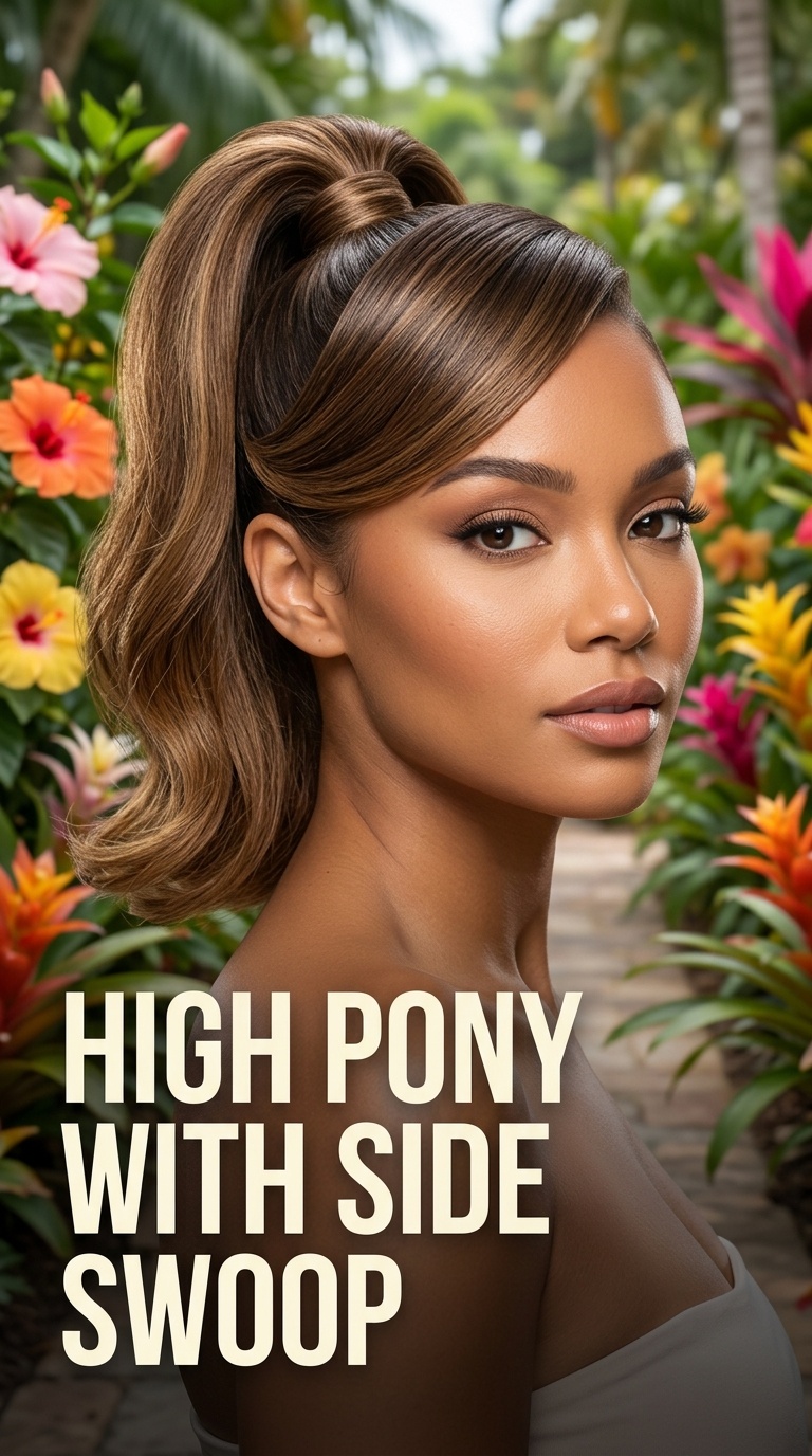 High Pony with Side Swoop