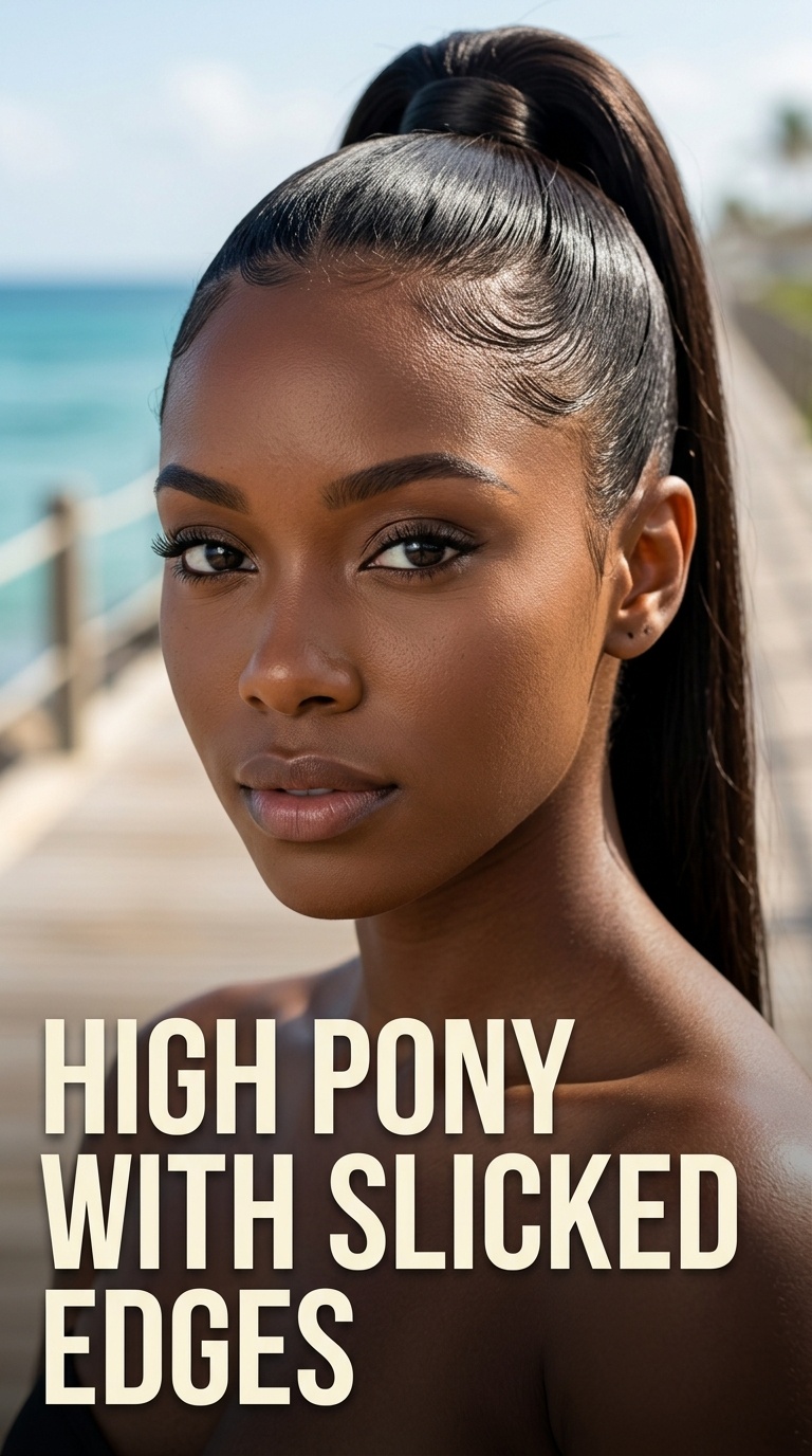 High Pony with Slicked Edges