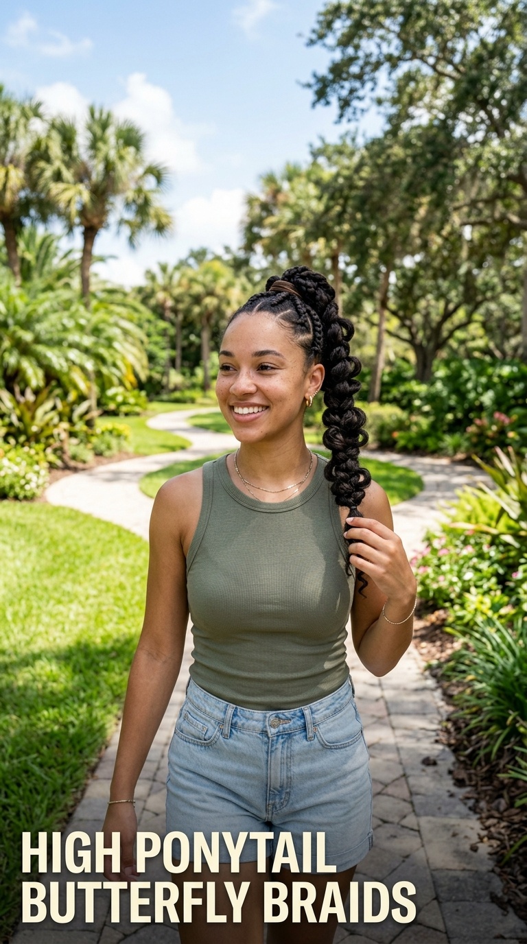 High Ponytail Butterfly Braids