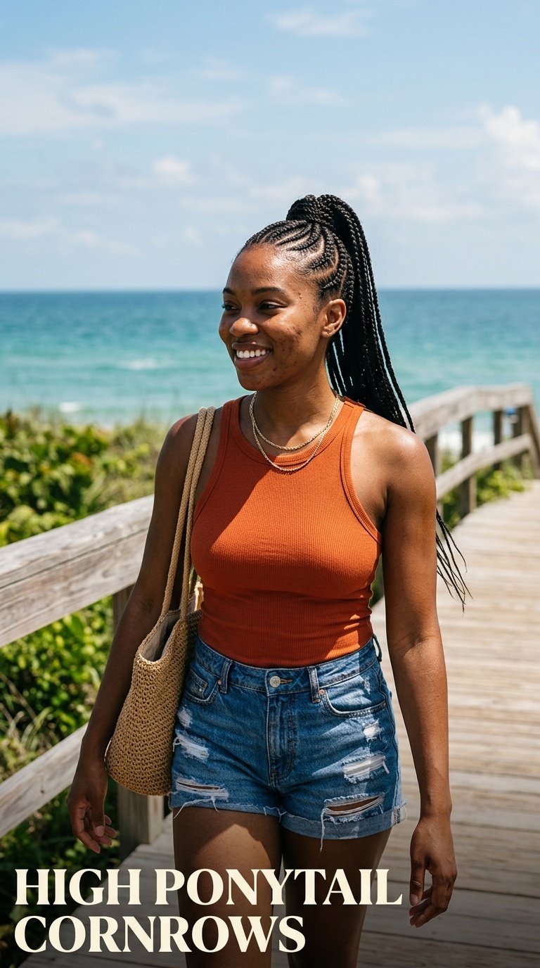High Ponytail Cornrows