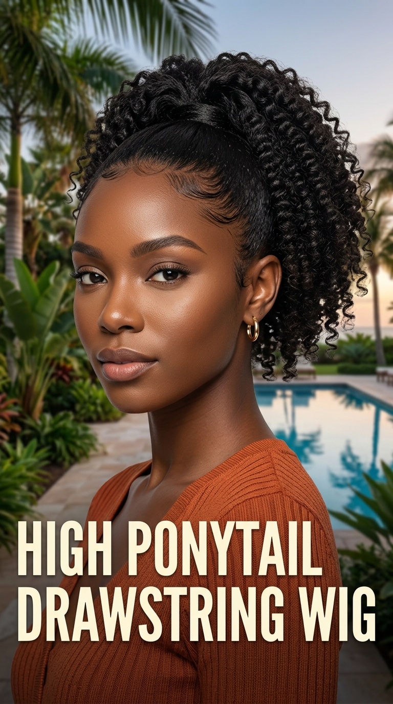 High Ponytail Drawstring Wig