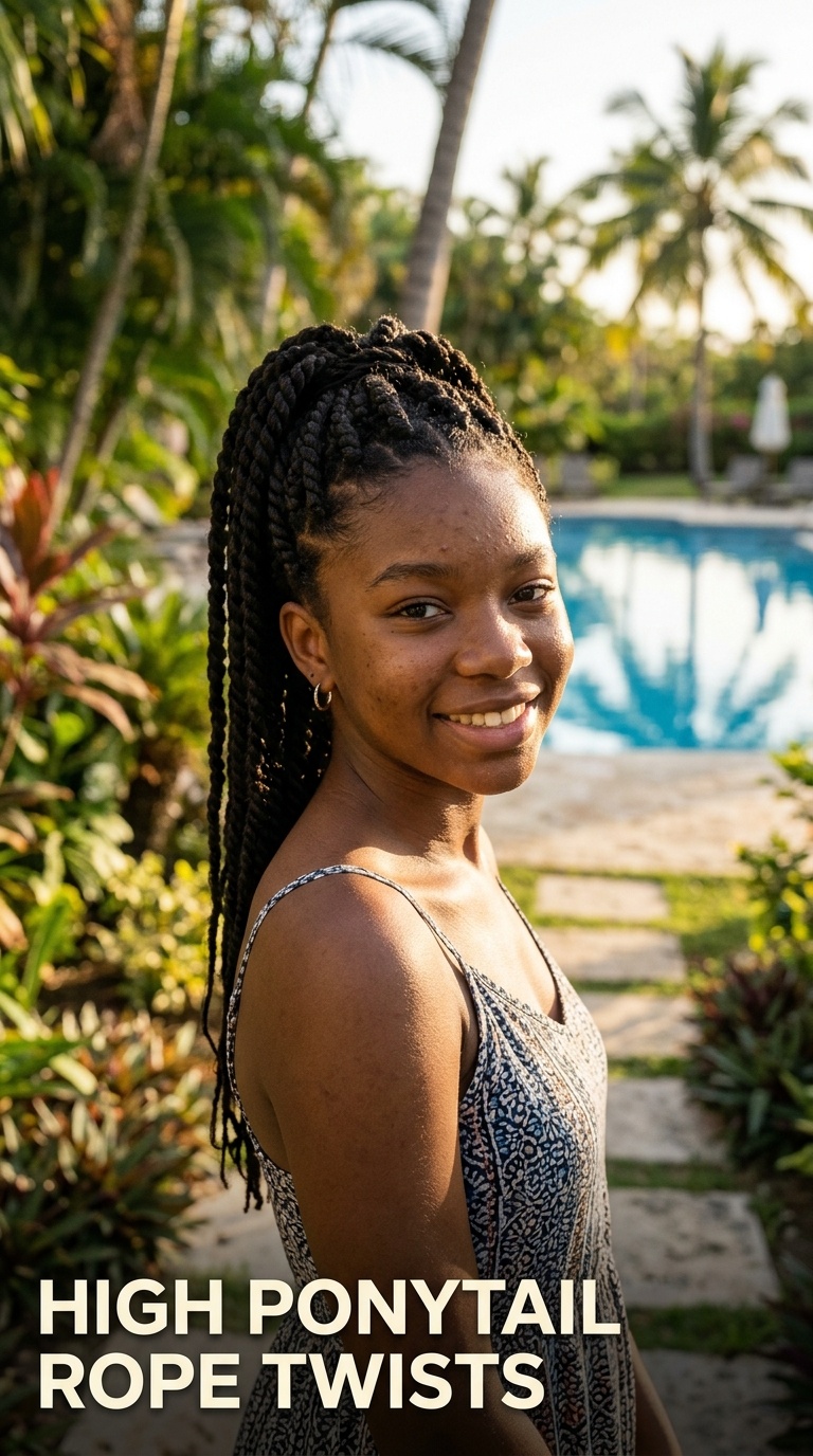 High Ponytail Rope Twists