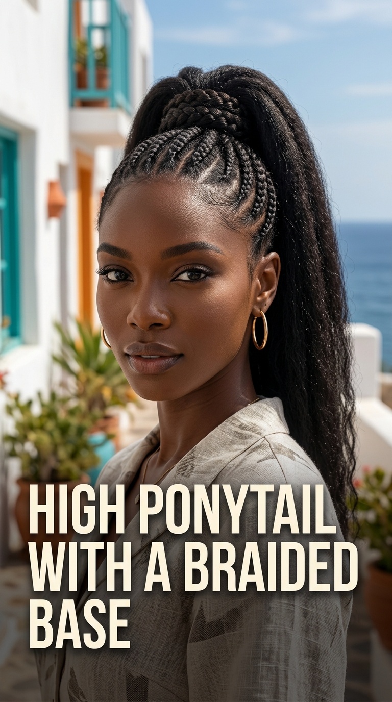 High Ponytail with a Braided Base