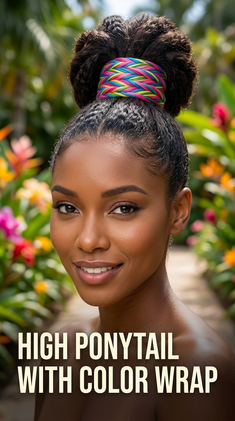 High Ponytail with Color Wrap