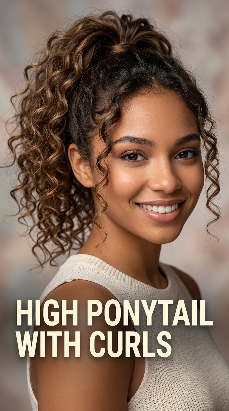 High Ponytail with Curls