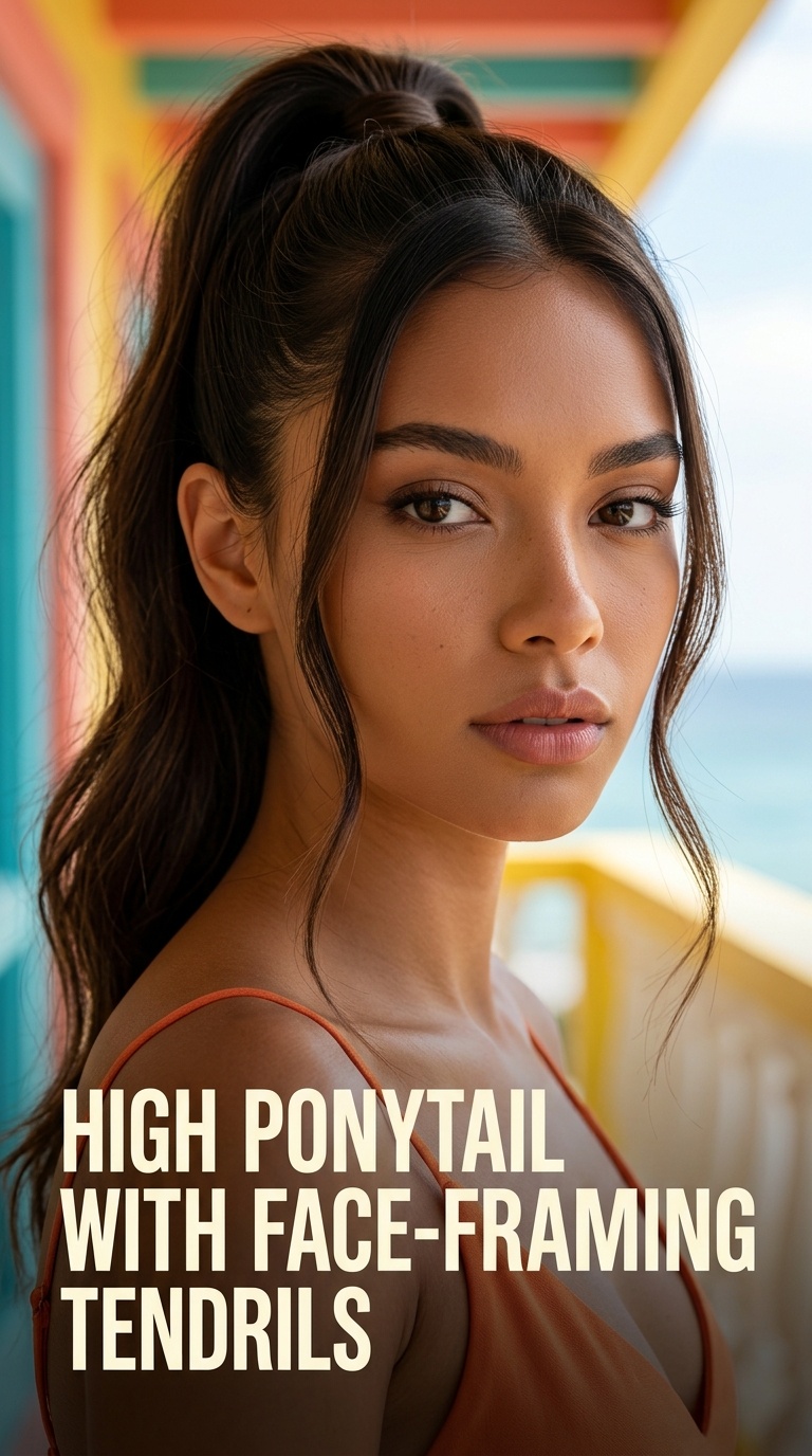 High Ponytail with Face-Framing Tendrils
