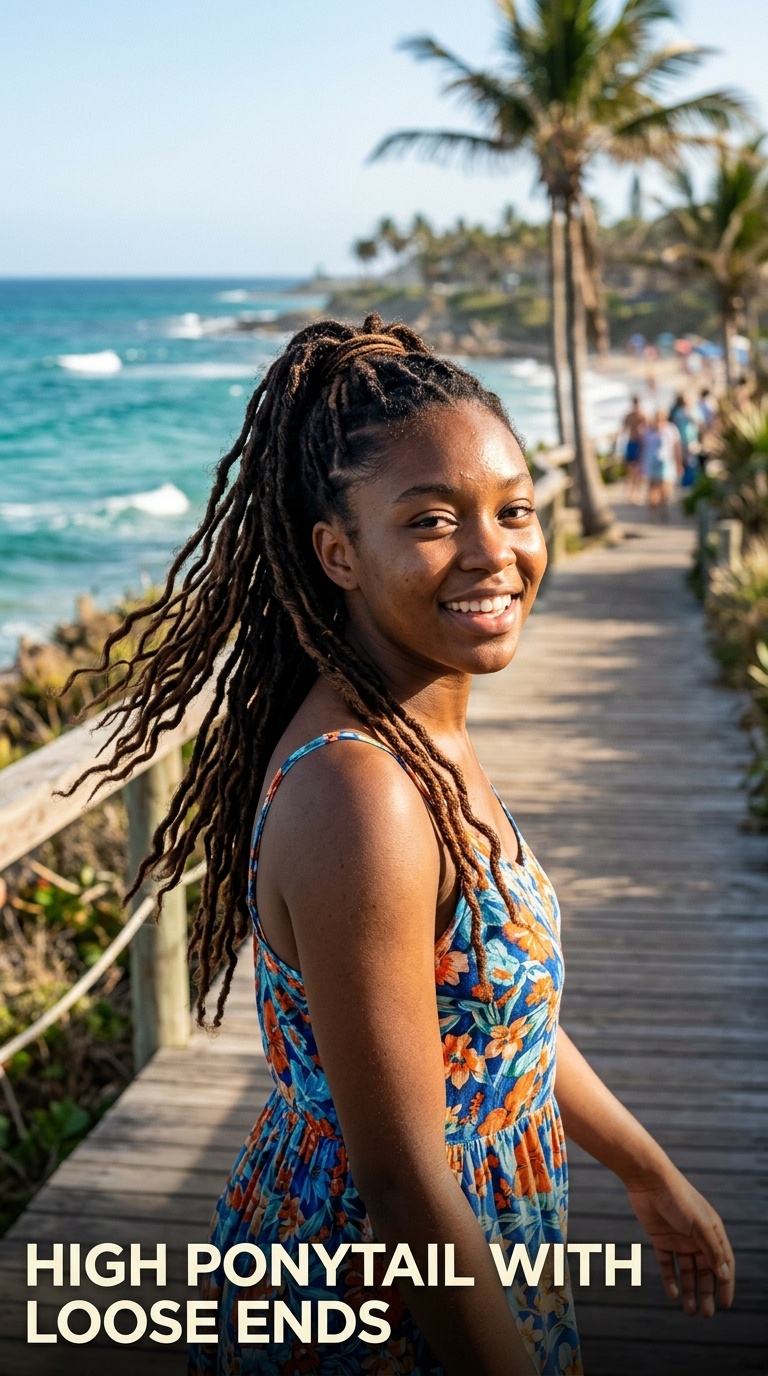 High Ponytail with Loose Ends