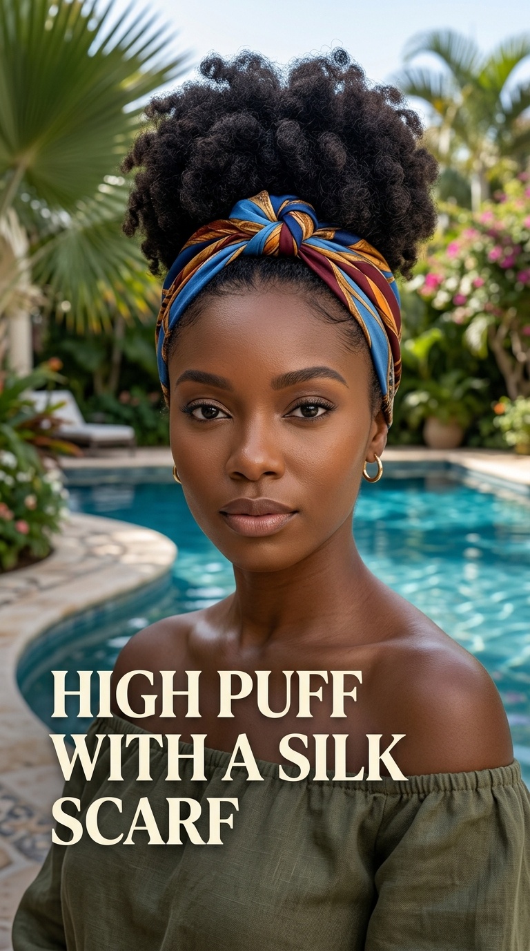 High Puff with a Silk Scarf