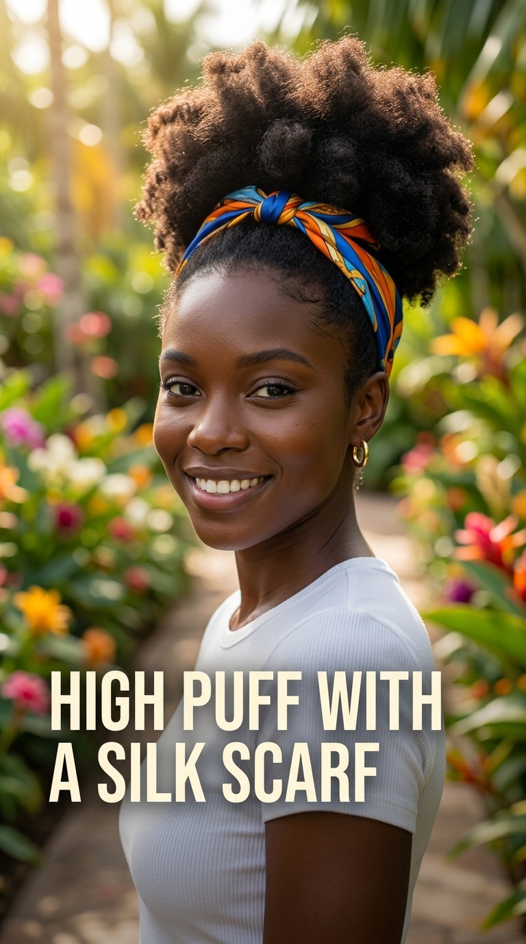High Puff with a Silk Scarf