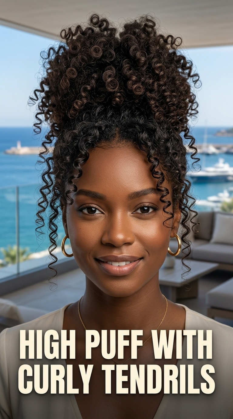 High Puff with Curly Tendrils