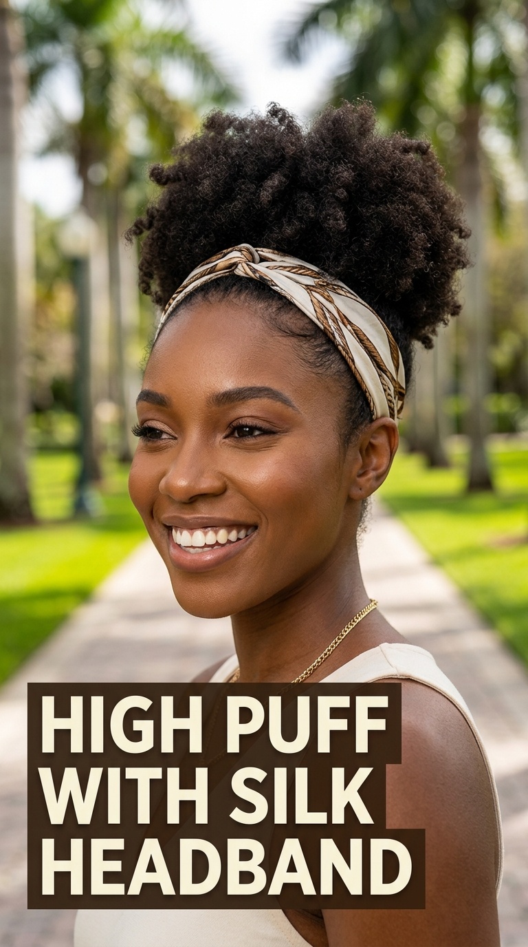 High Puff with Silk Headband