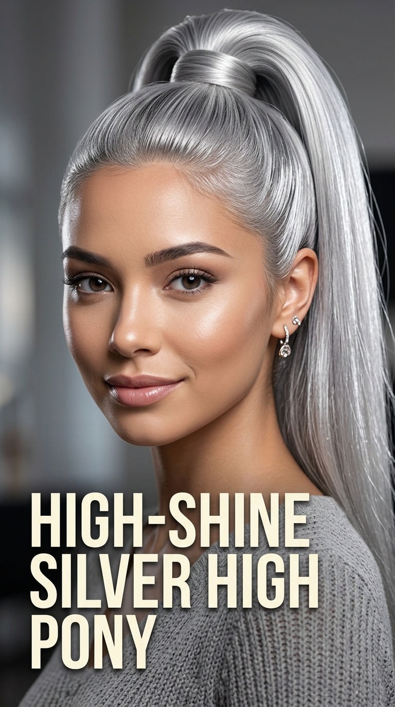 High-Shine Silver High Pony