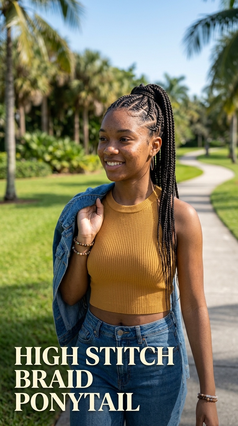 High Stitch Braid Ponytail