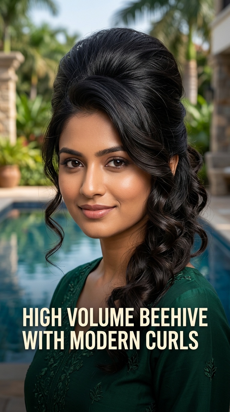High Volume Beehive with Modern Curls