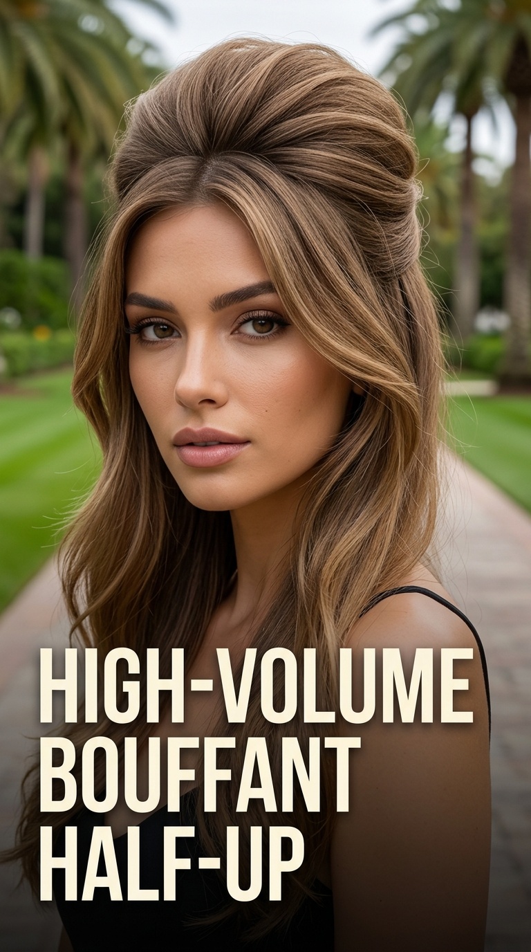 High-Volume Bouffant Half-Up
