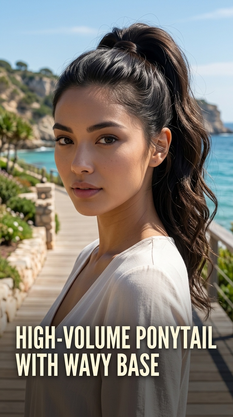 High-Volume Ponytail with Wavy Base