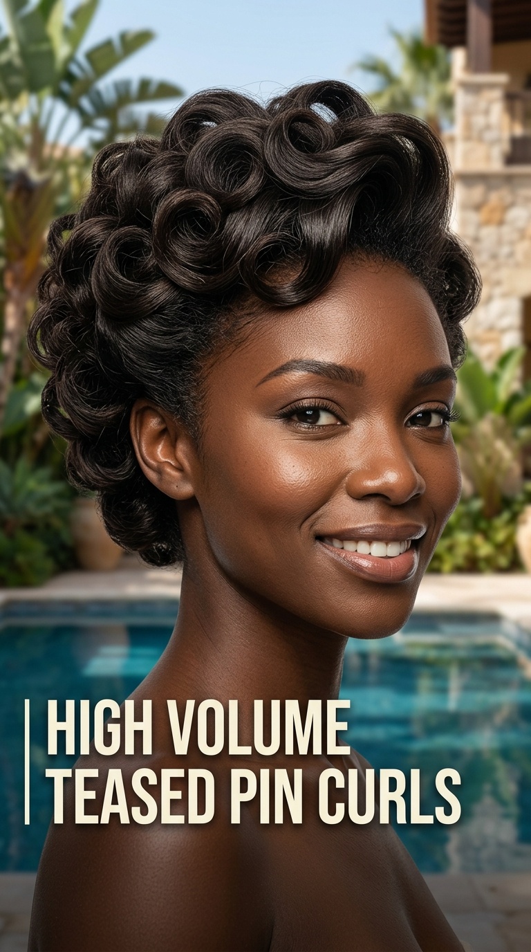 High Volume Teased Pin Curls