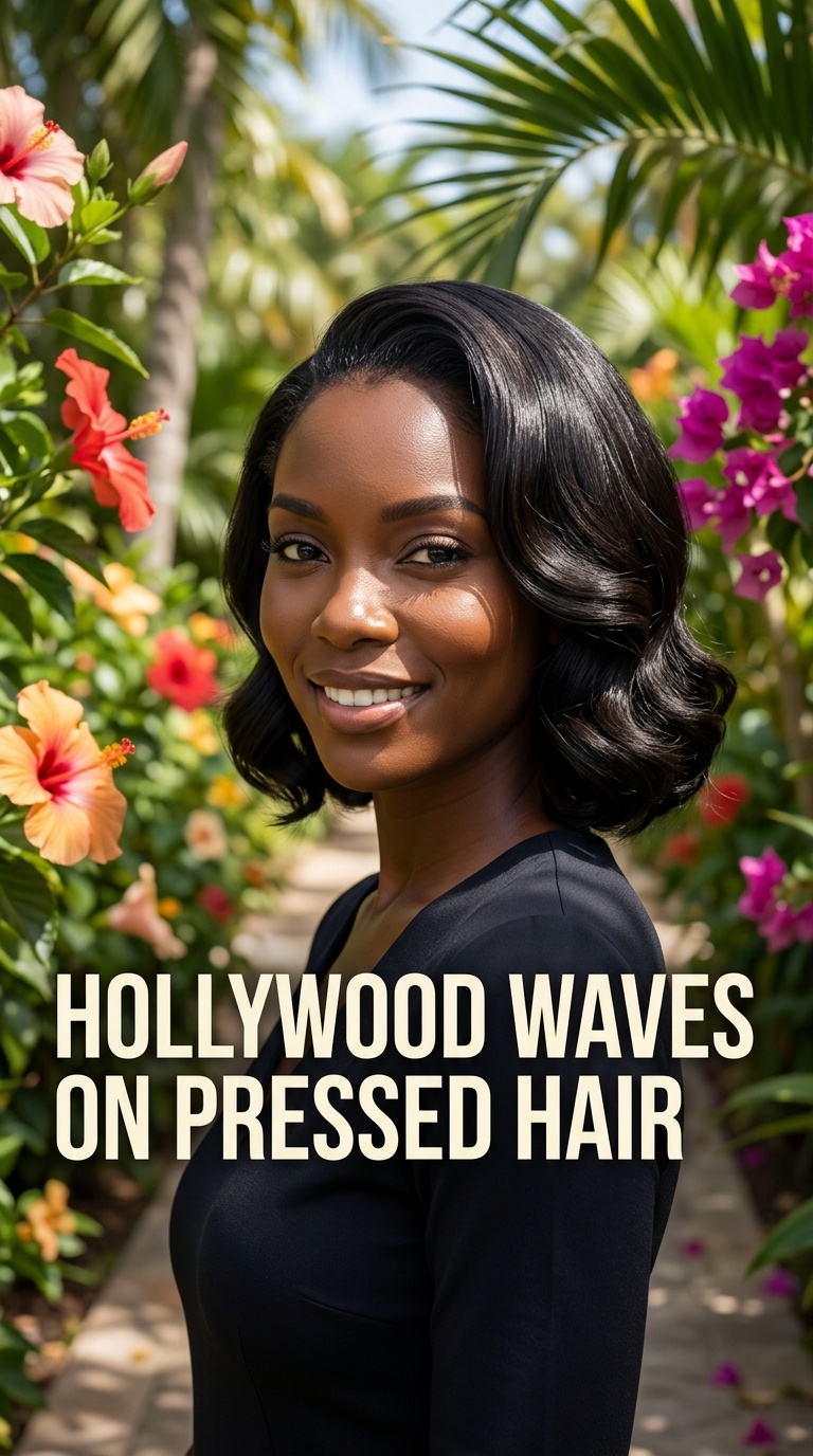 Hollywood Waves on Pressed Hair
