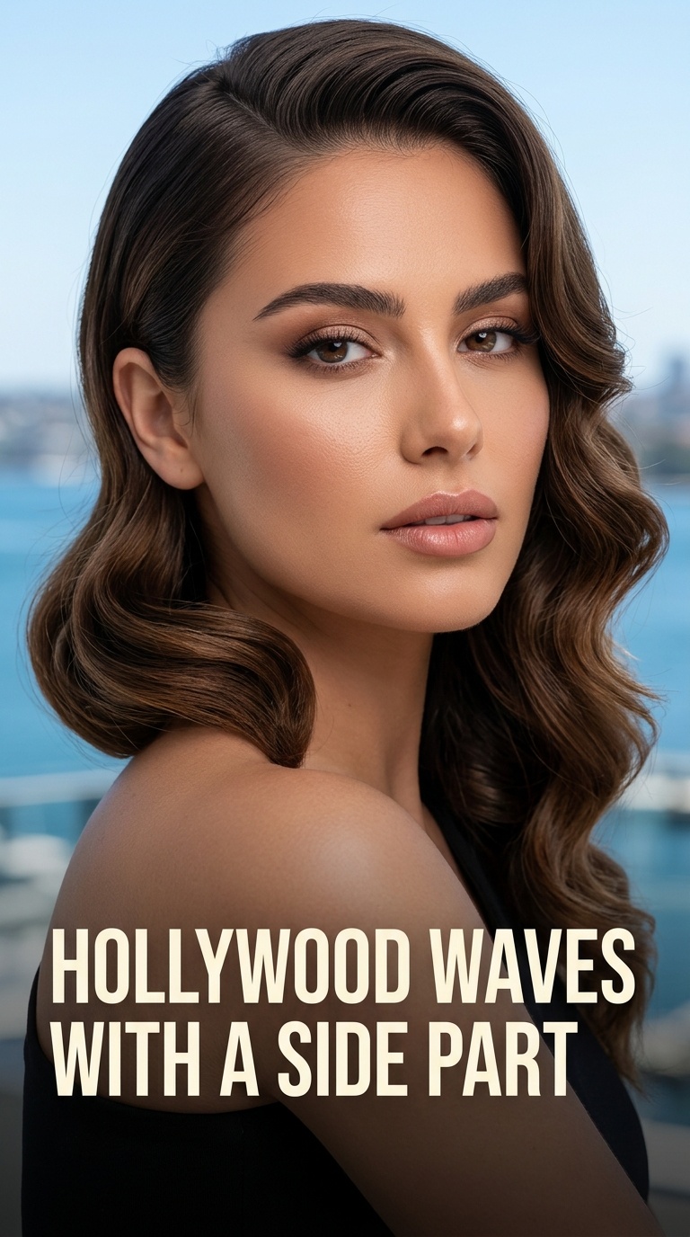 Hollywood Waves with a Side Part