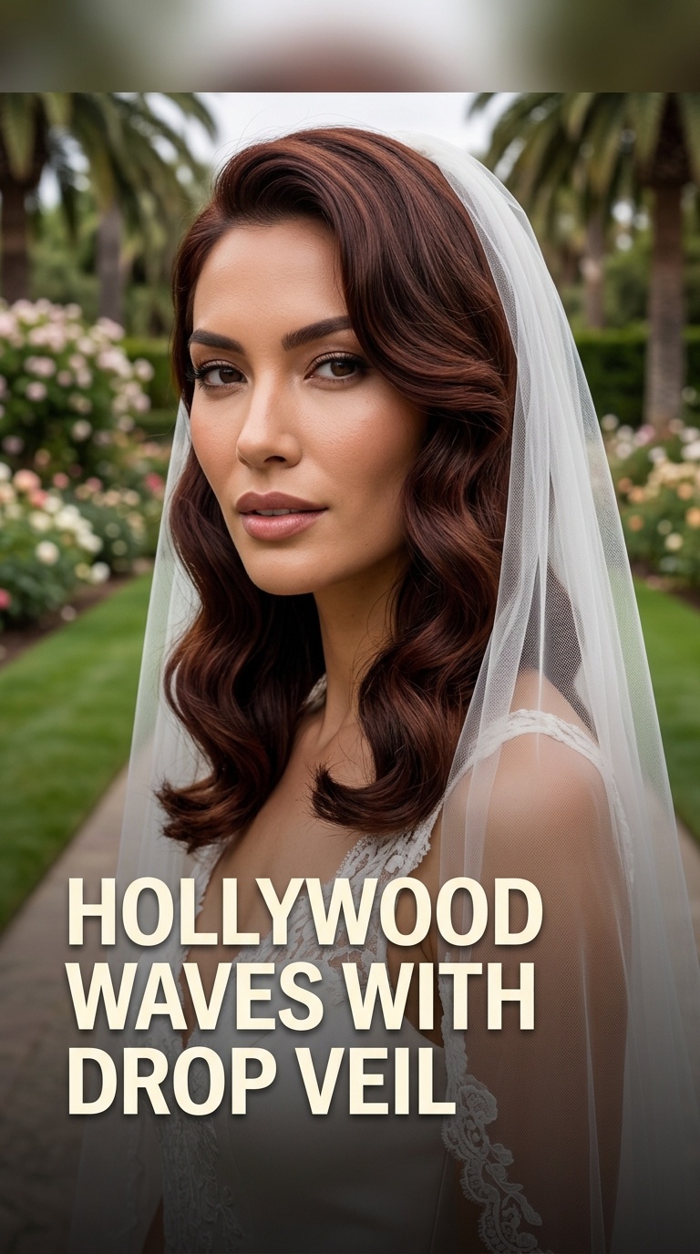 Hollywood Waves with Drop Veil
