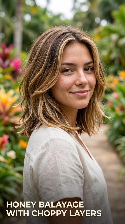 Honey Balayage with Choppy Layers