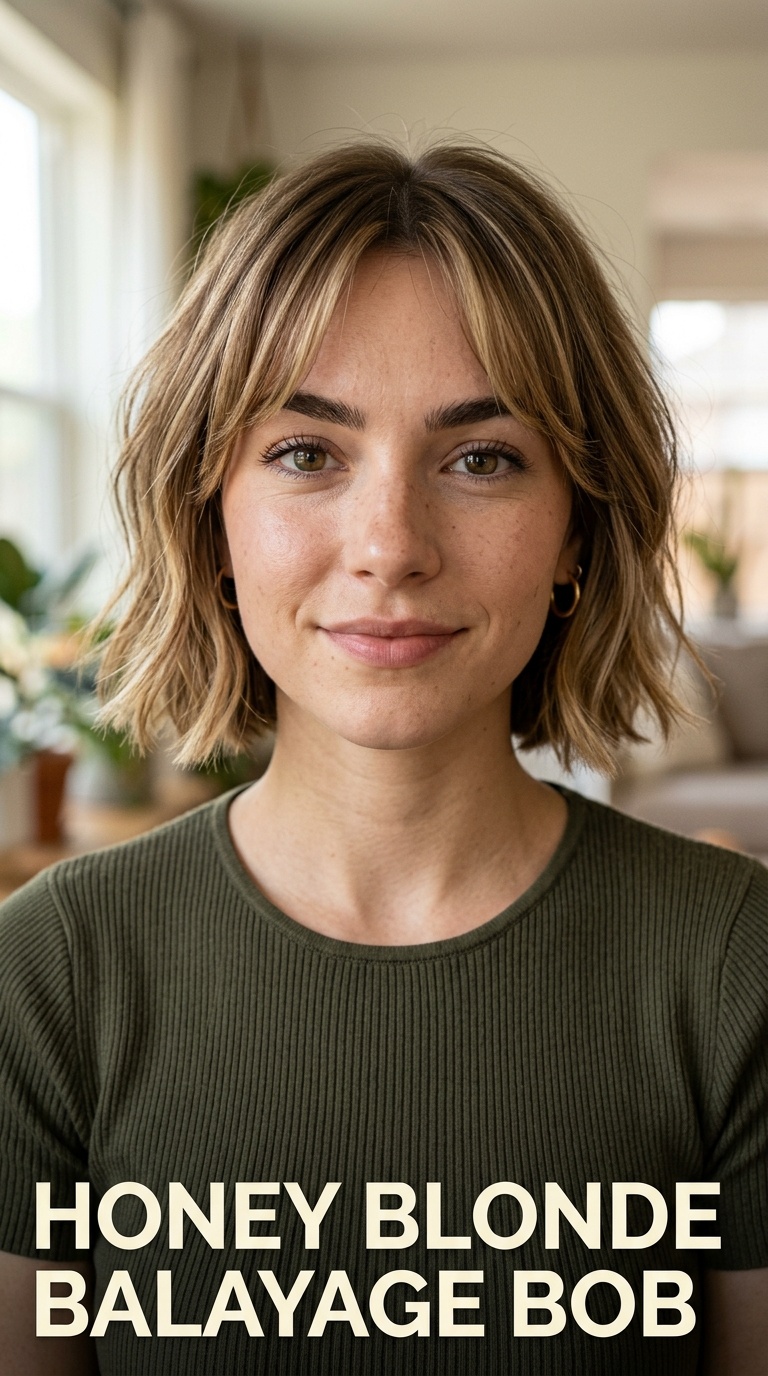 Honey Blonde Balayage Bob