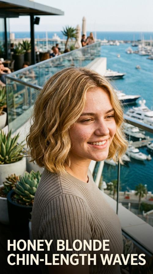 Honey Blonde Chin-Length Waves
