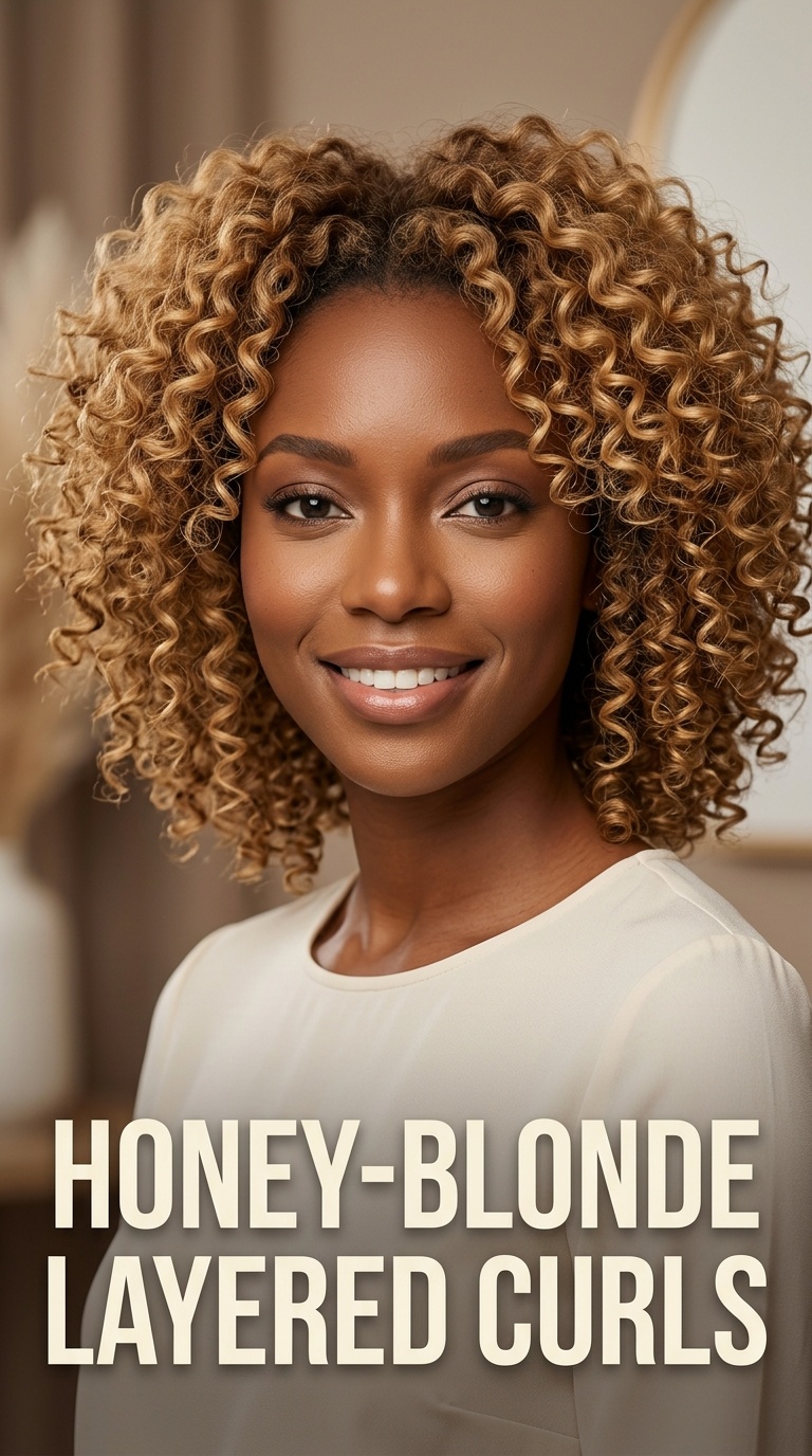 Honey-Blonde Layered Curls