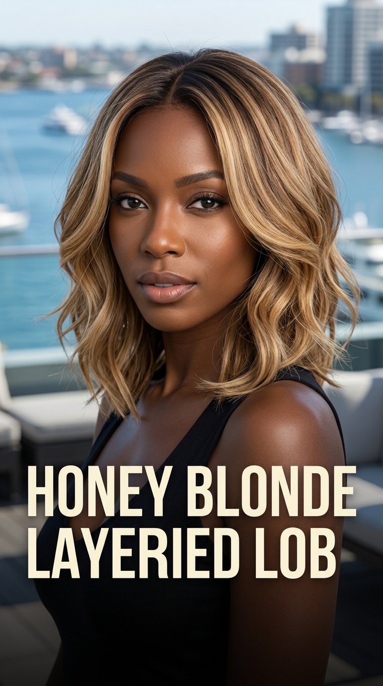 Honey Blonde Layered Lob
