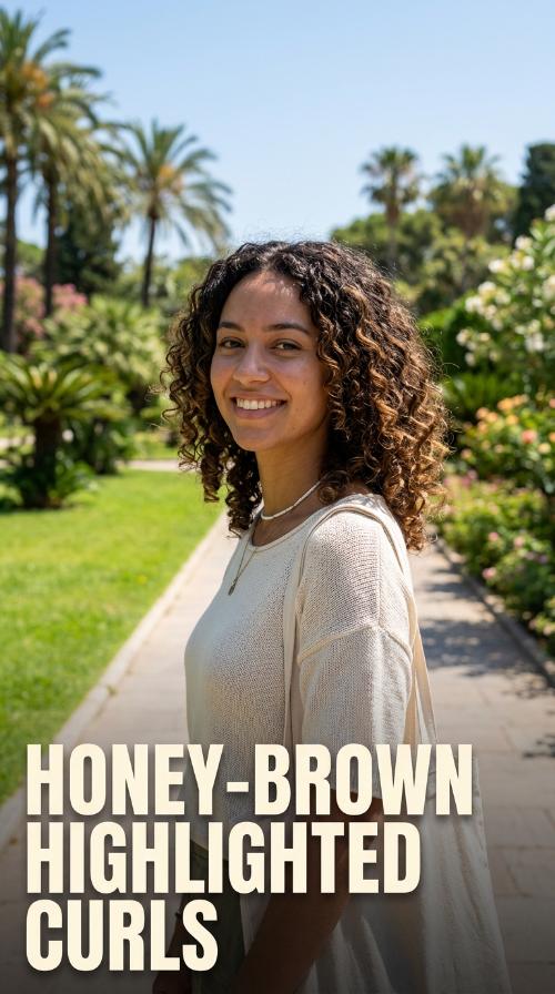 Honey-Brown Highlighted Curls