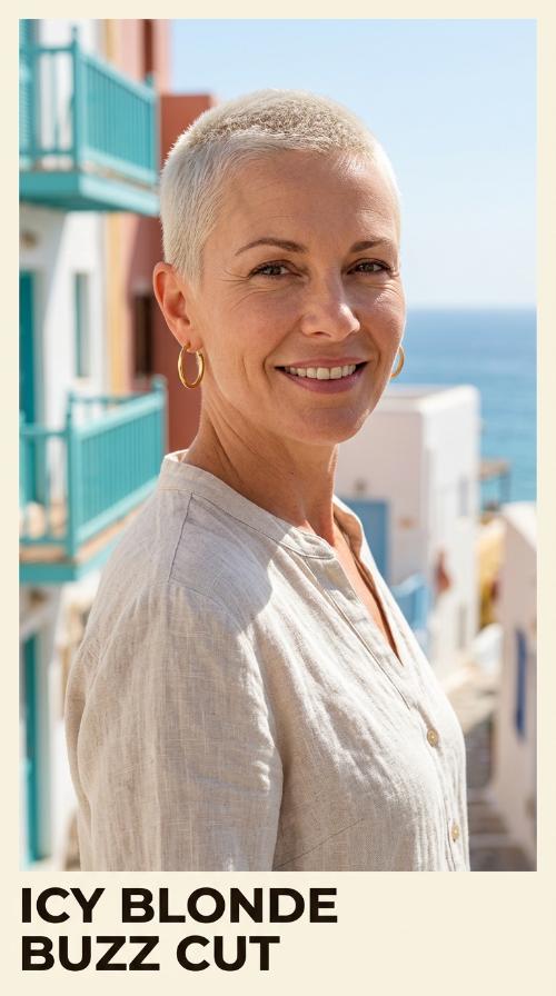Icy Blonde Buzz Cut