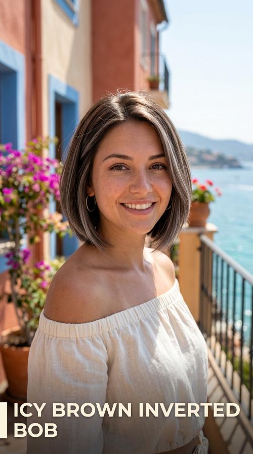 Icy Brown Inverted Bob