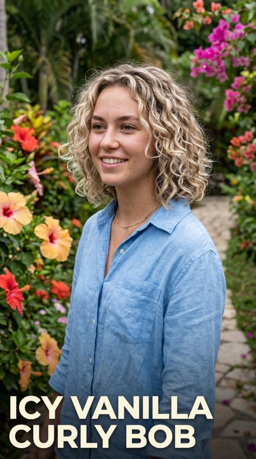 Icy Vanilla Curly Bob