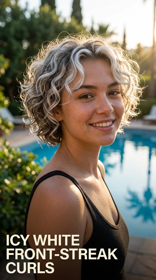 Icy White Front-Streak Curls