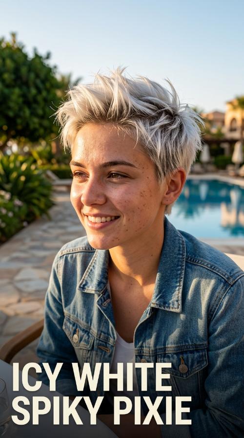 Icy White Spiky Pixie
