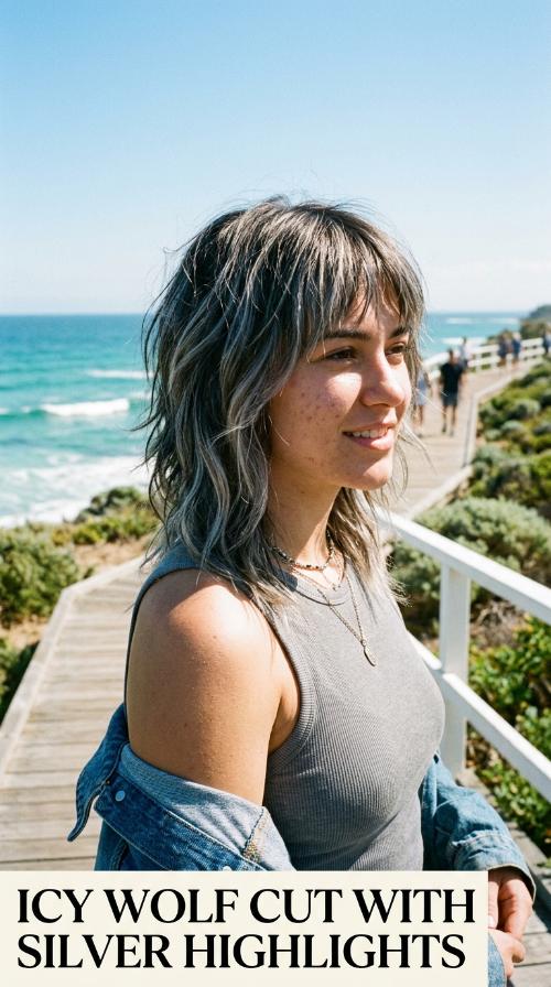 Icy Wolf Cut with Silver Highlights