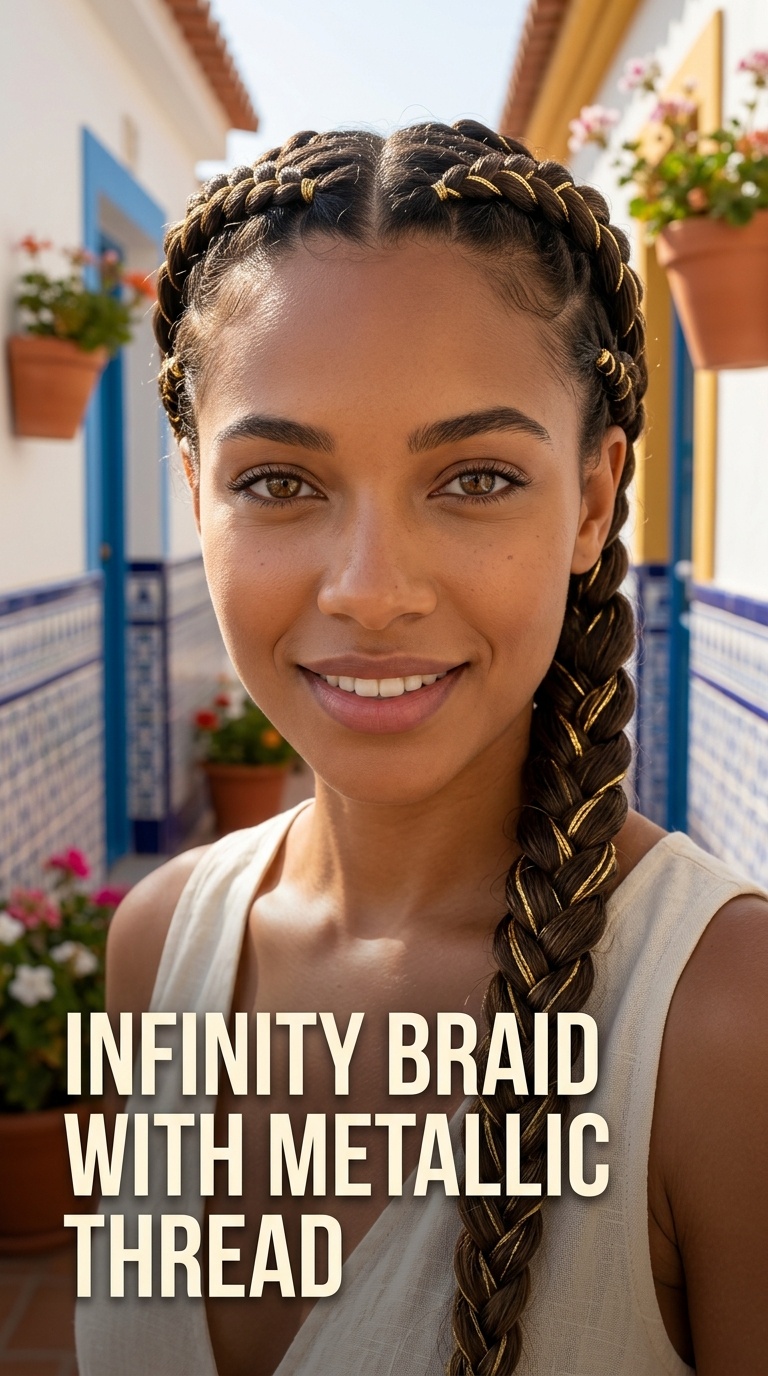 Infinity Braid with Metallic Thread