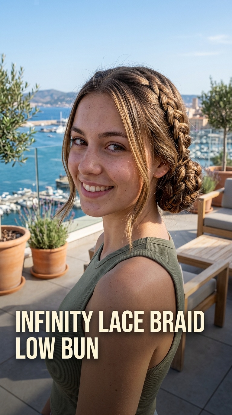 Infinity Lace Braid Low Bun