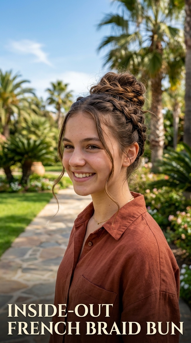 Inside-Out French Braid Bun