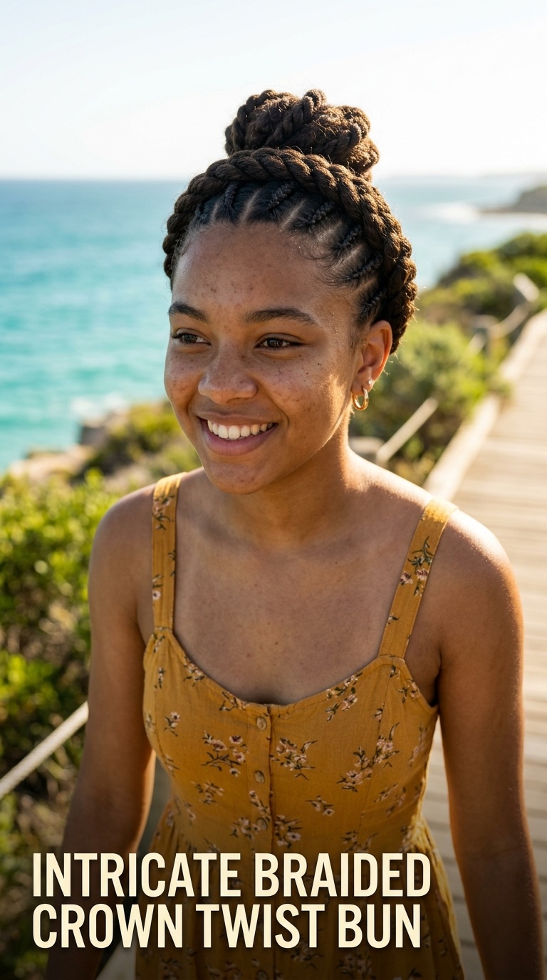 Intricate Braided Crown Twist Bun