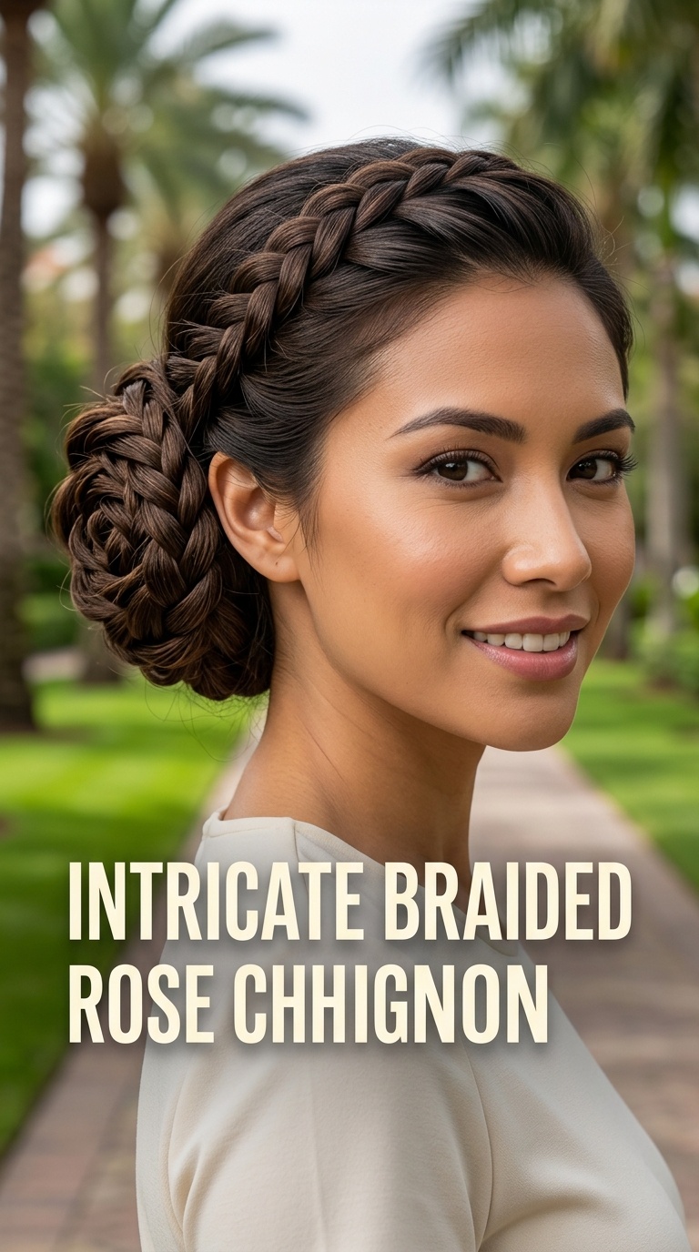 Intricate Braided Rose Chignon
