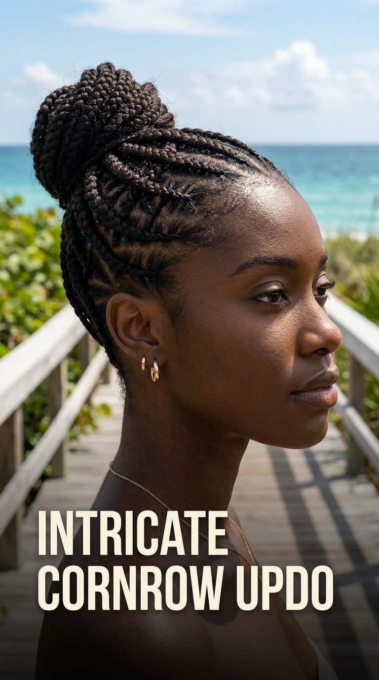 Intricate Cornrow Updo
