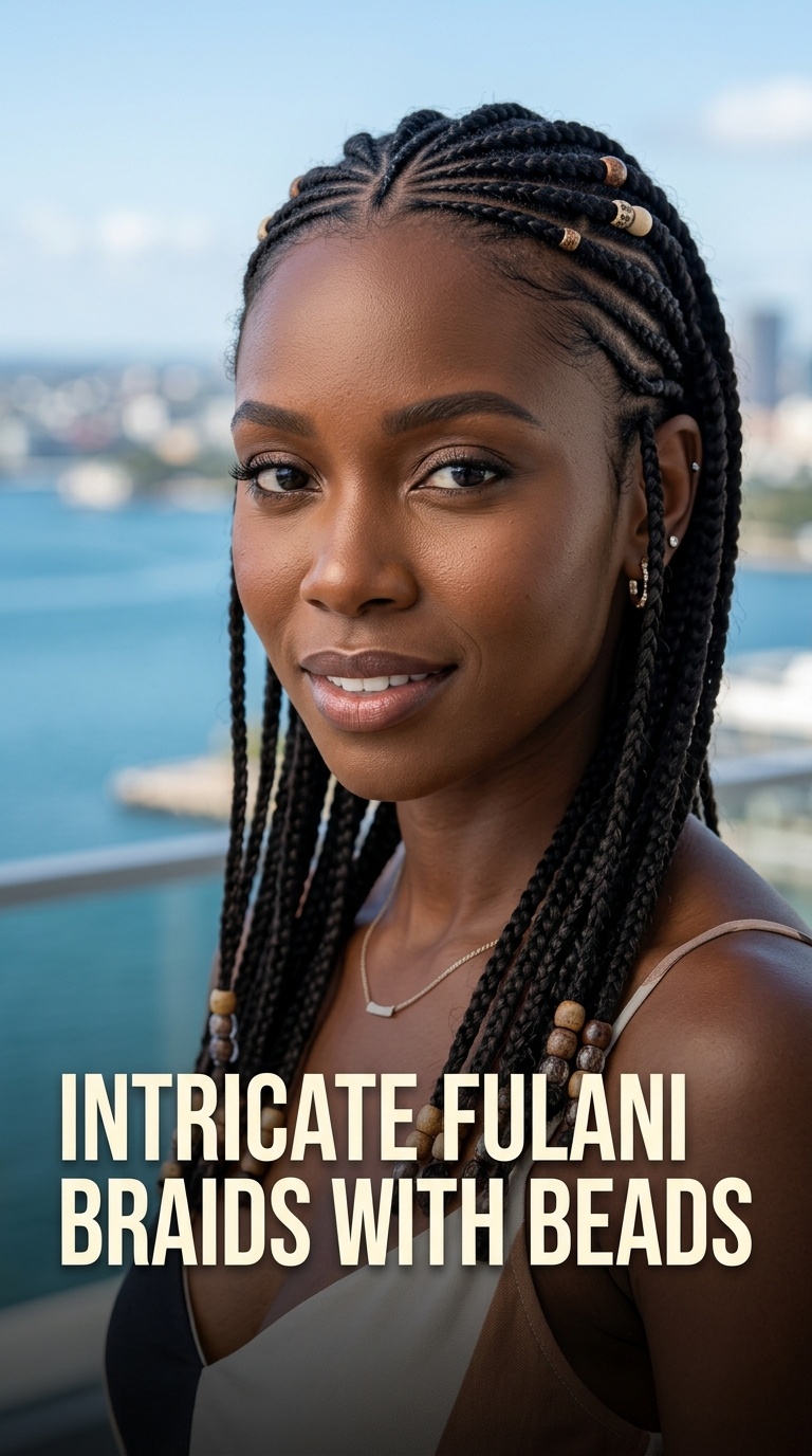 Intricate Fulani Braids with Beads