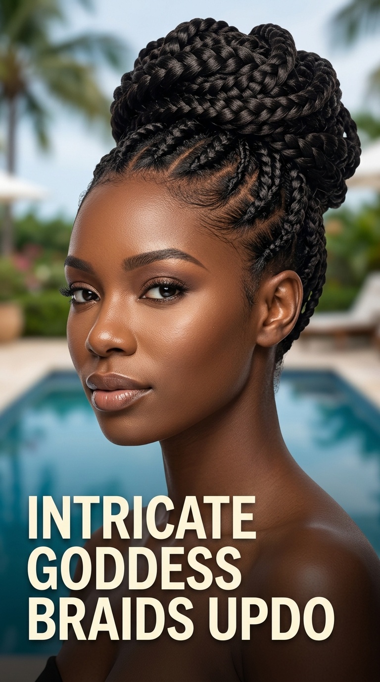 Intricate Goddess Braids Updo