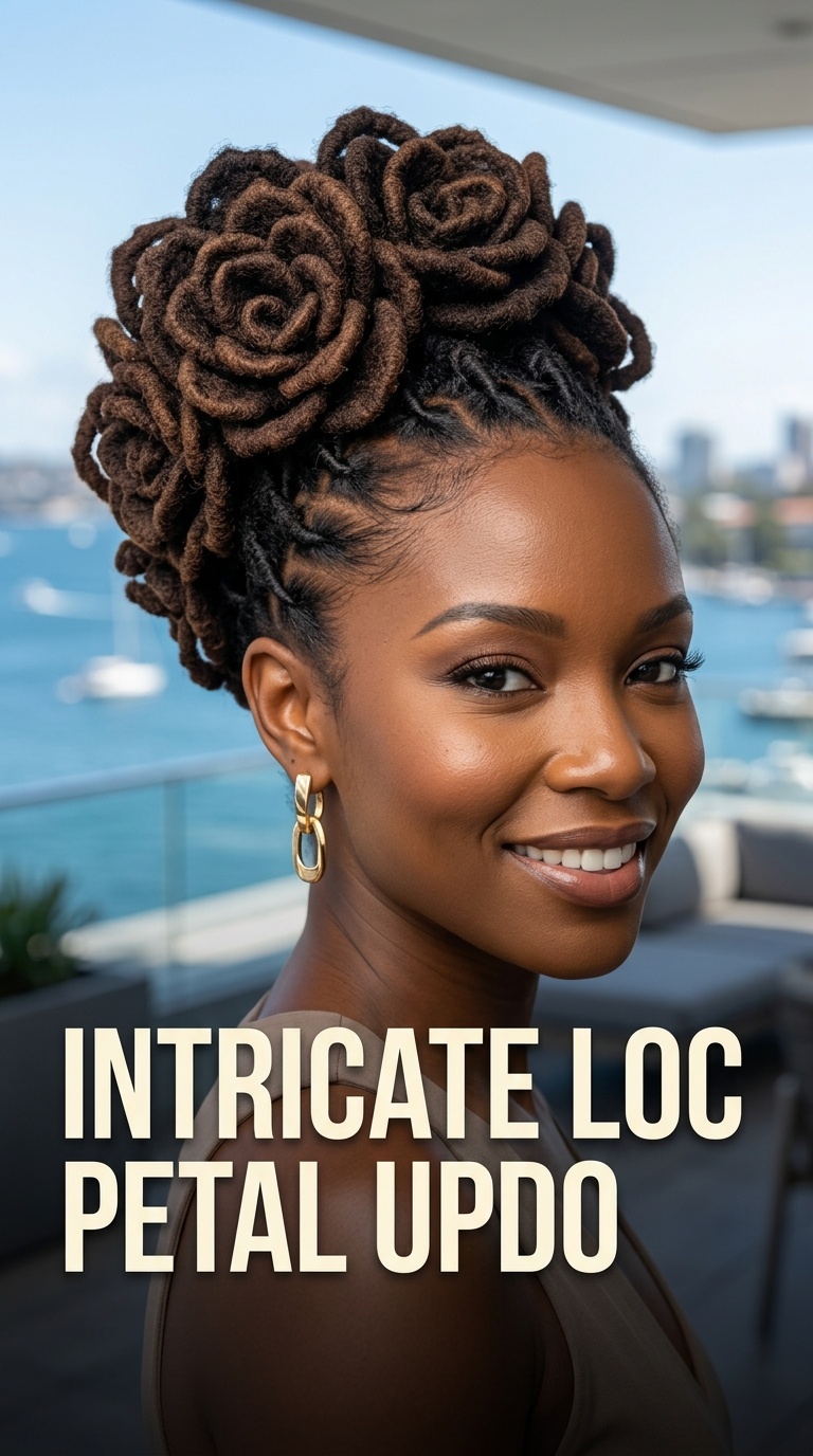 Intricate Loc Petal Updo