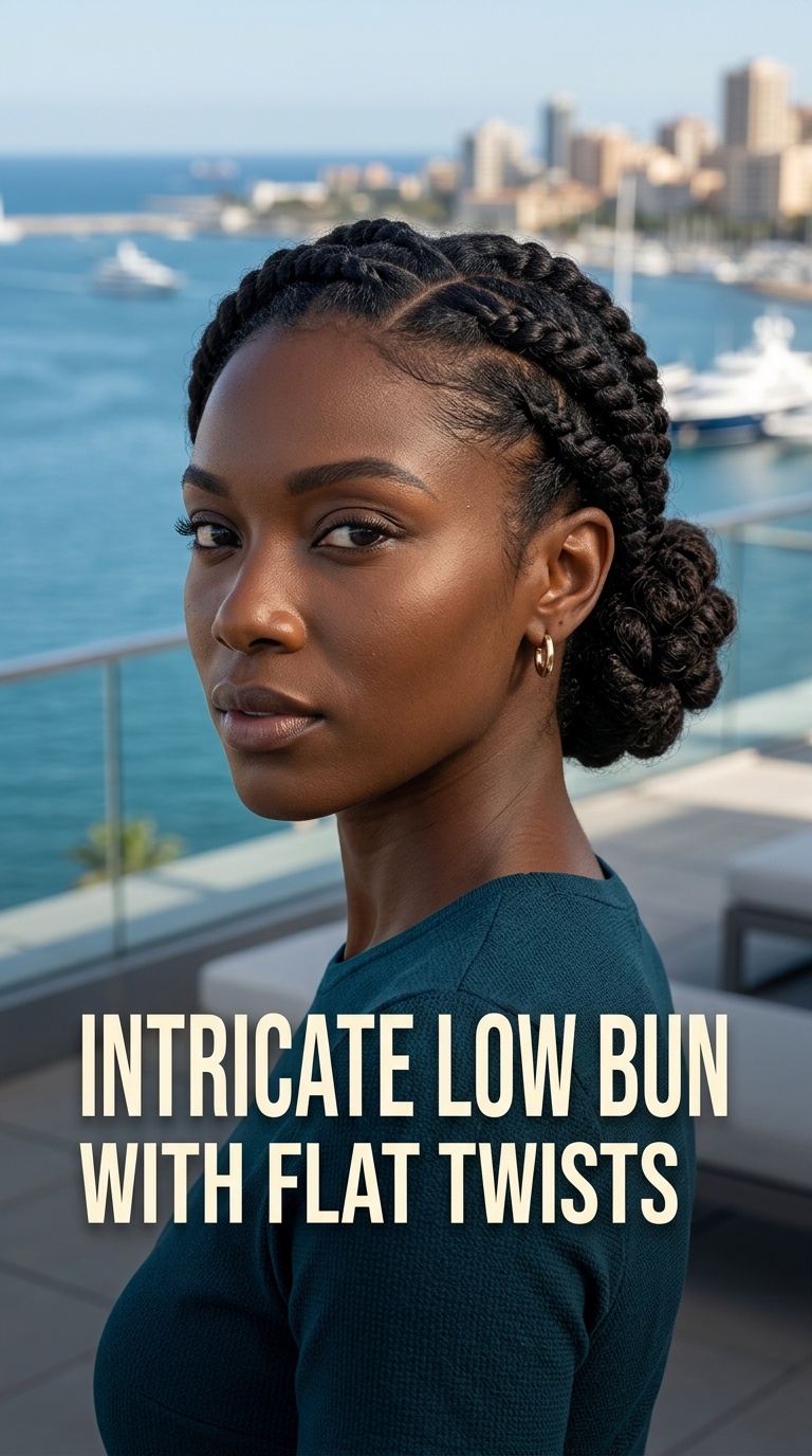 Intricate Low Bun with Flat Twists