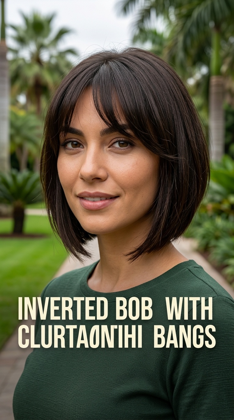 Inverted Bob with Curtain Bangs