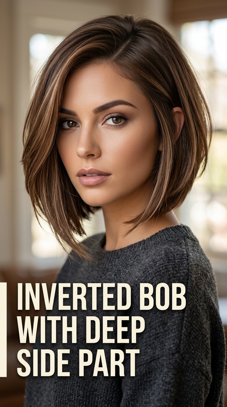 Inverted Bob with Deep Side Part