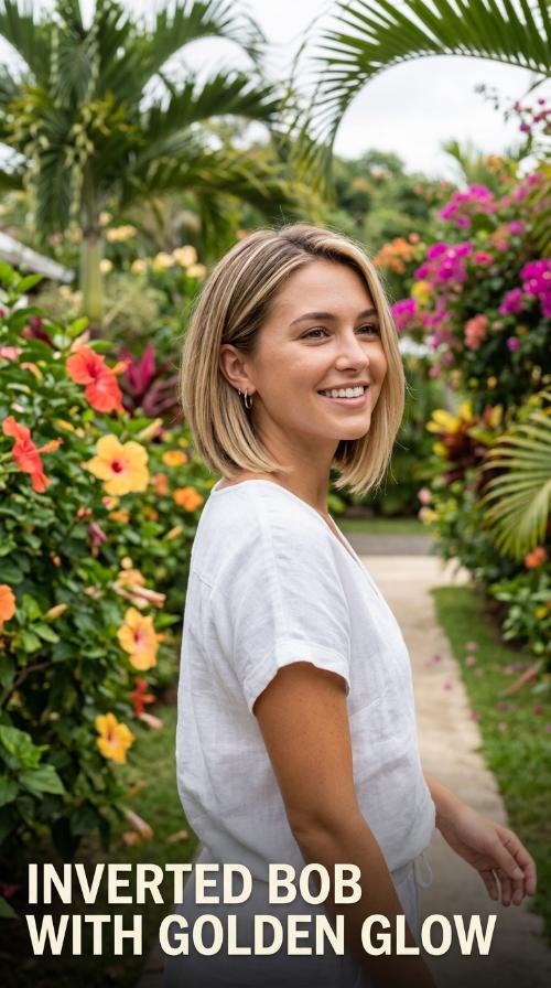 Inverted Bob with Golden Glow