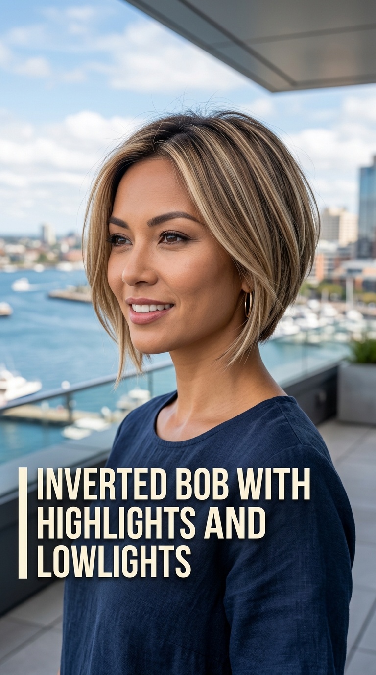 Inverted Bob with Highlights and Lowlights